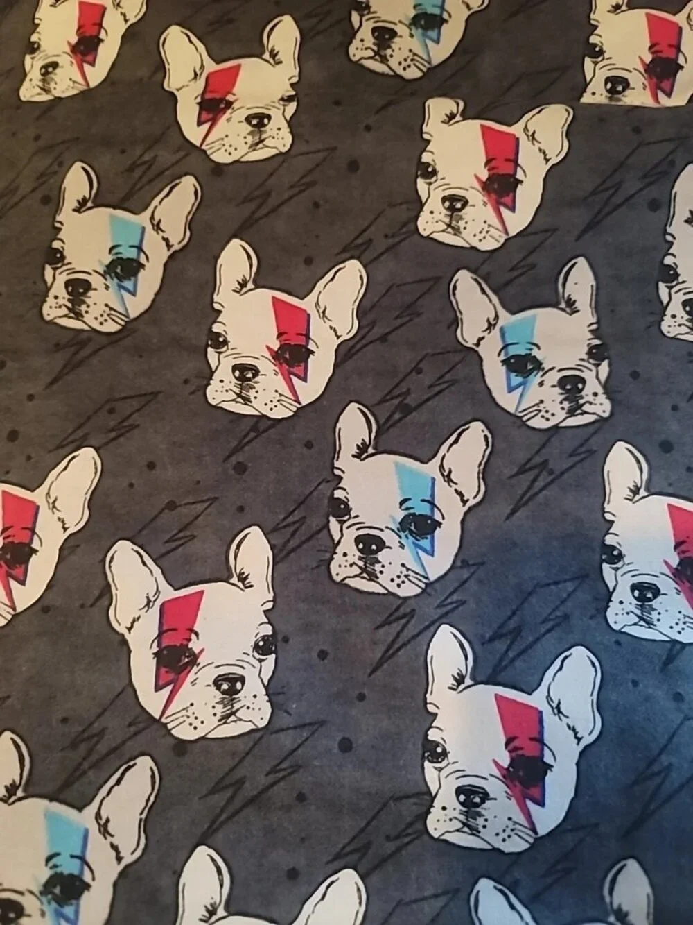 David Textiles Bowie Ziggy Stardust French Bulldog Pop Art Jersey Fabric 6 yds